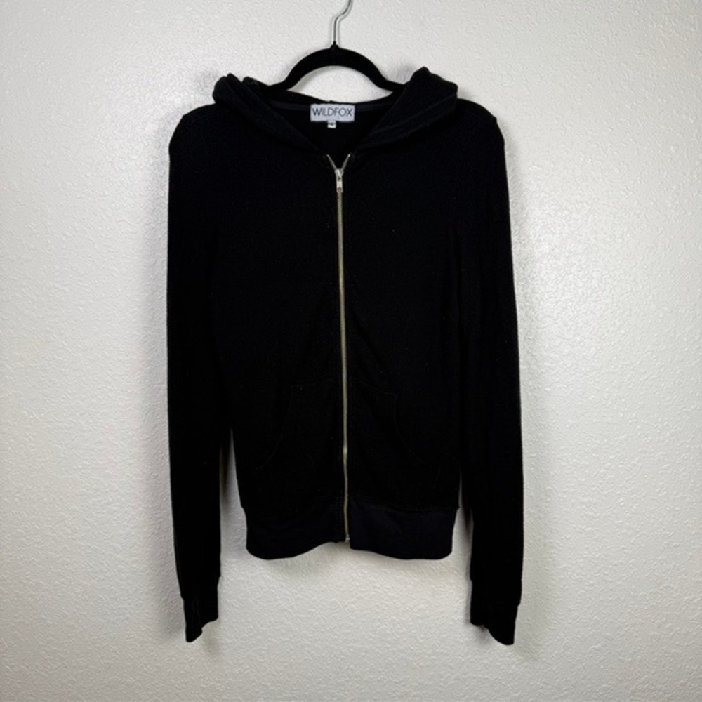 Wildfox Full Zip Hoodie Lightweight Pilly Nappy Design Black Small